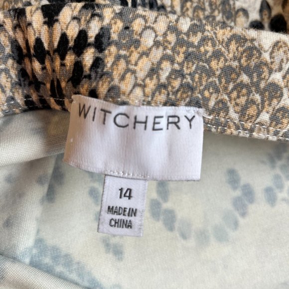Witchery Ladies Cream & Black Snake Skin Print Stretch Midi Pencil Skirt Size 14 - Picture 11 of 12